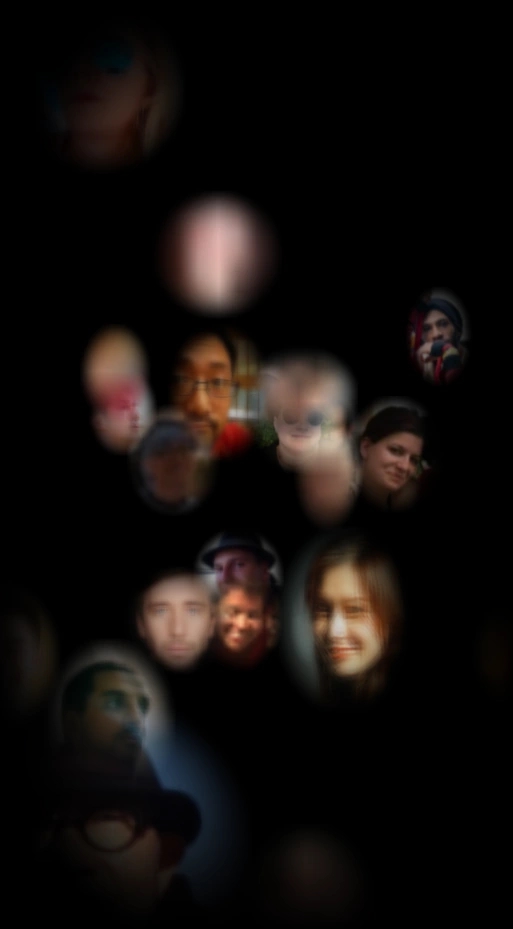 cloud of nearby faces, mobile aspect ratio