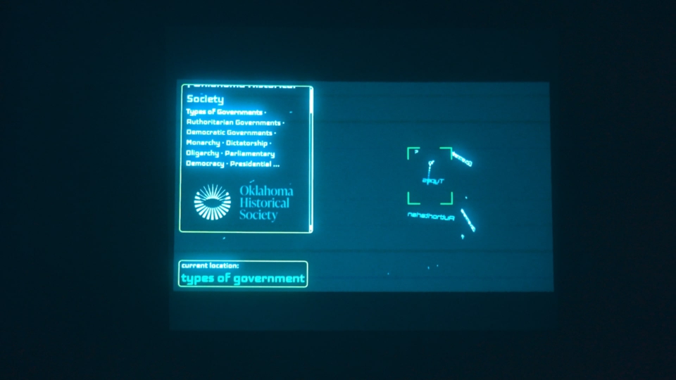 A word system floating in 3D space and including the words 
